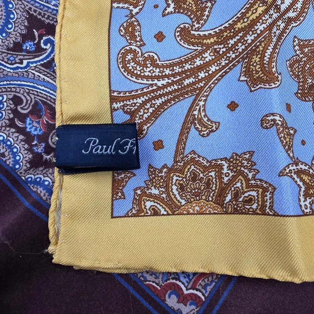 Men's Paul Fredrick 100% Silk Pocket Square Lot Milticolor Patterned Paisley